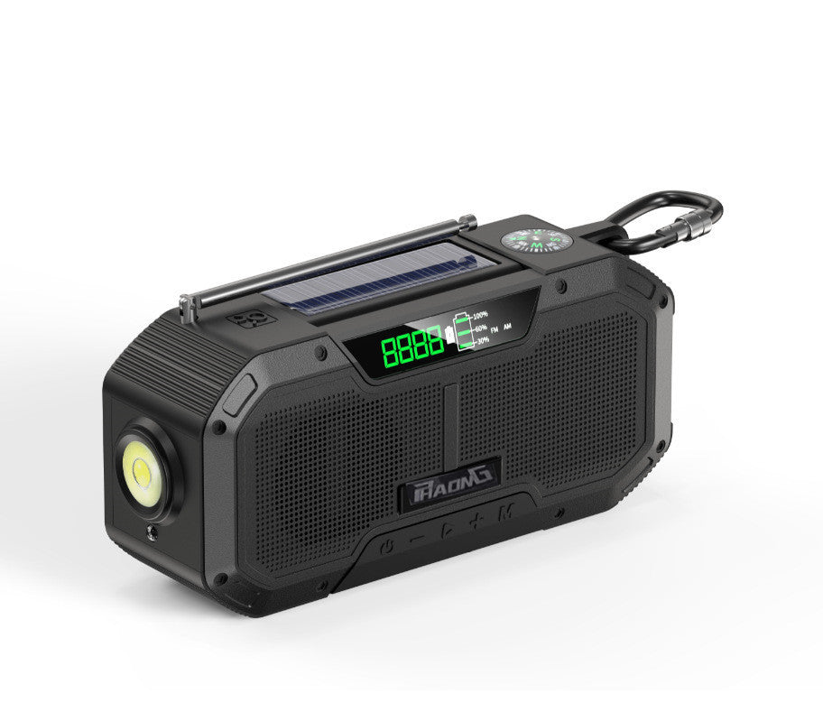 This solar powered emergency radio has a Bluetooth speaker, strong flashlight and several mobile phone charger plugs. This is great for your emergency kits, camping kits and can provide much needed solar power when electricity isn't available due to an emergency situation.
