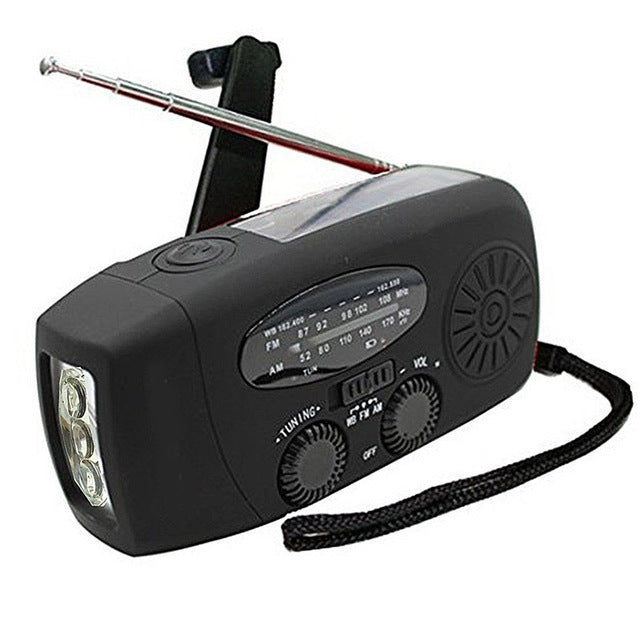A solar hand crank radio with flashlight is necessary for any emergency kit. This is a preppers perfect radio with flashlight, can be powered by solar power or by hand cranking it.