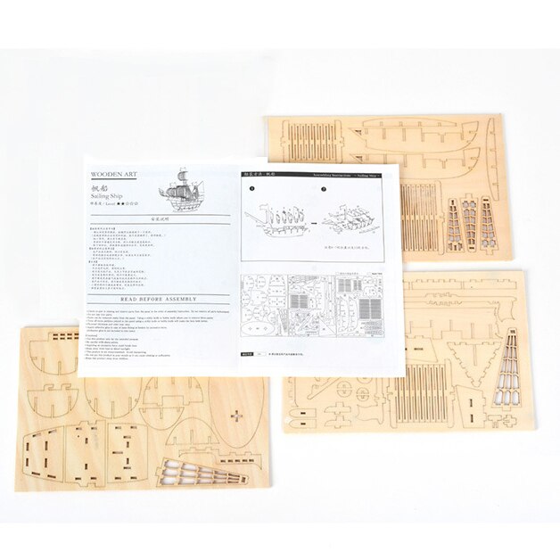 This laser cut do it yourself 3D wooden sailing ship is a fun project for those that love to use their hands. You'll get a full set of instructions and all of the pieces are labeled to help with the assembly of this cool sailboat.