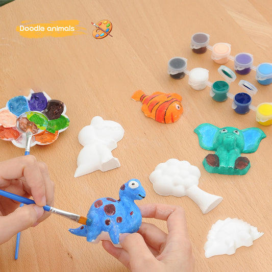 These do it yourself plaster pieces are cute and fun to create and then paint and use in your home. All the pieces, parts and tools are included to have a fun family night creating cute creatures or animals and then putting your unique designs and style on with paint. What a fun project and helps kids with ability training.