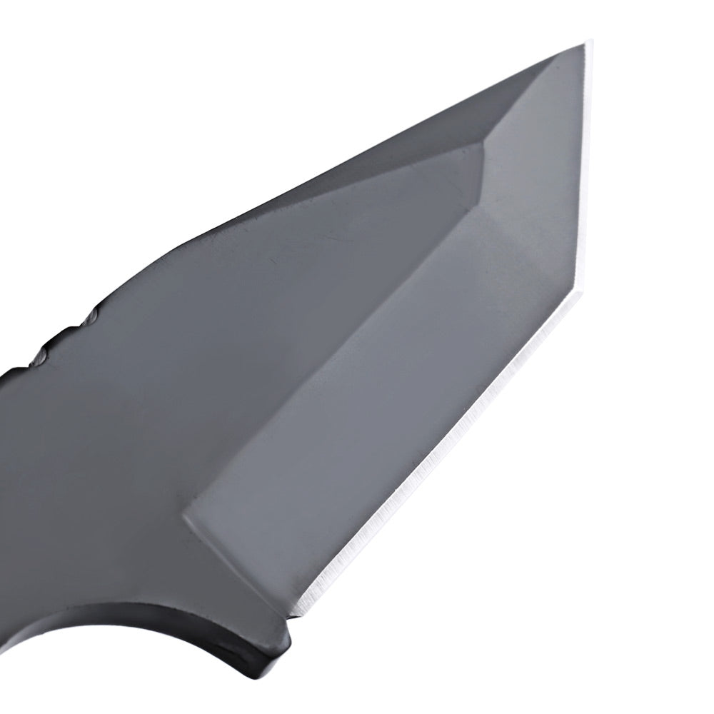 This Tanto band knife with a fire starter has a full tang fixed blade knife with ergonomics design, gives you a more comfortable and secure grip feeling. Stainless steel blade which is durable and practical.