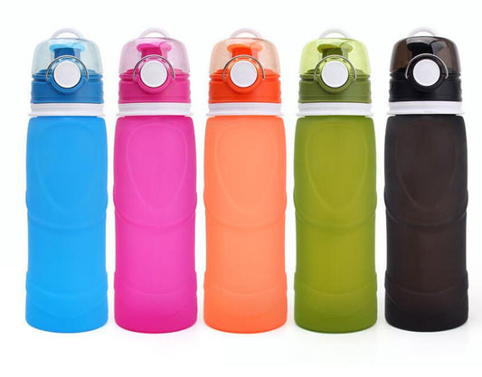 This ﻿Eco-Friendly 750ml Collapsible Silicone Water Bottle is perfect for work, school, hiking, camping, running, biking, boating or where ever you need that fresh cool drink of water. Made of food grade silicone and folds down to easily pack away. Reusable to save you money and save the environment. 