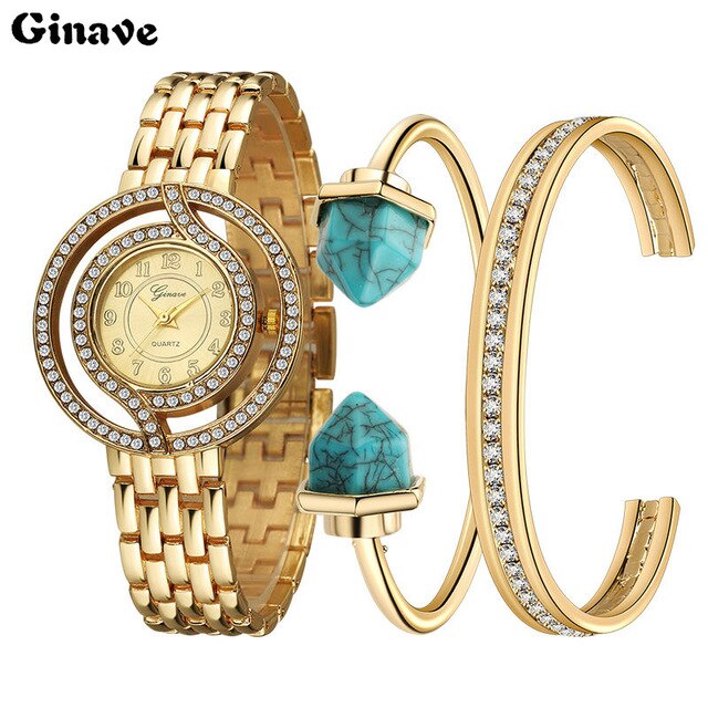 This high fashion quartz Geneva style watch set is gorgeous and would make a wonderful high quality gift for any lady. The woman in your life deserves this stunning piece of jewelry, she'll love how it compliments her unique style. Makes a luxurious gift for Christmas, Anniversary, Birthday or any special occasion for your love, your wife, your mother or sister.