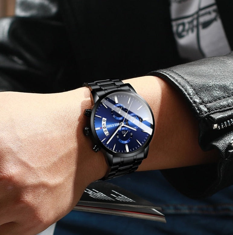 This Men's Luxury High-end Waterproof Quartz Wristwatch is a handsome choice for any man on your list. Your father, brother, son, friend or co-worker would love receiving this luxurious watch for Christmas, Birthday, Anniversary or any special occasion. This watch is perfect for that fancy party, office event, business meeting, on a special date with your lovely lady.