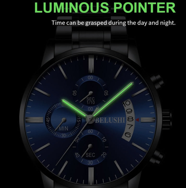 This Men's Luxury High-end Waterproof Quartz Wristwatch is a handsome choice for any man on your list. Your father, brother, son, friend or co-worker would love receiving this luxurious watch for Christmas, Birthday, Anniversary or any special occasion. This watch is perfect for that fancy party, office event, business meeting, on a special date with your lovely lady.