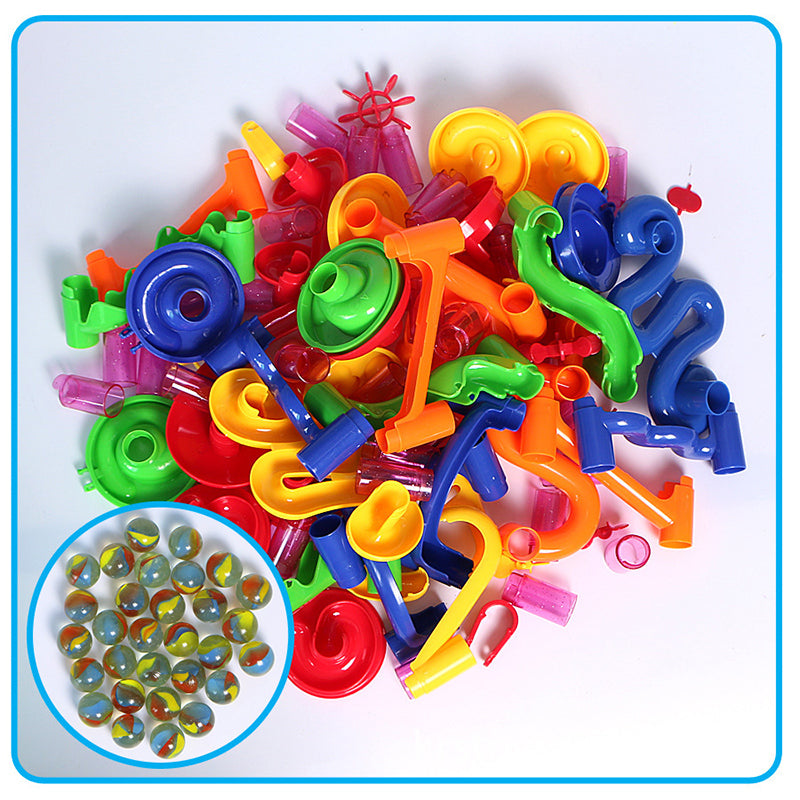 This DIY marble racing maze ball track is one of my most favorite childhood toys. I enjoy this set with my grandson, we have hours of fun creating new designs and laughing with delight when the marbles race to the bottom. A fun enjoyable family activity.