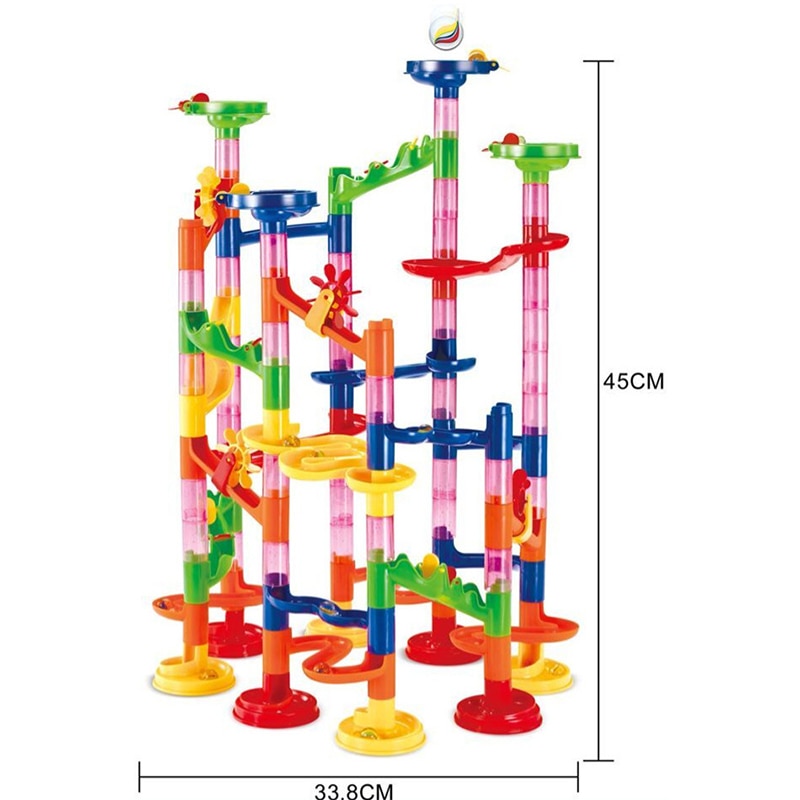This DIY marble racing maze ball track is one of my most favorite childhood toys. I enjoy this set with my grandson, we have hours of fun creating new designs and laughing with delight when the marbles race to the bottom. A fun enjoyable family activity.