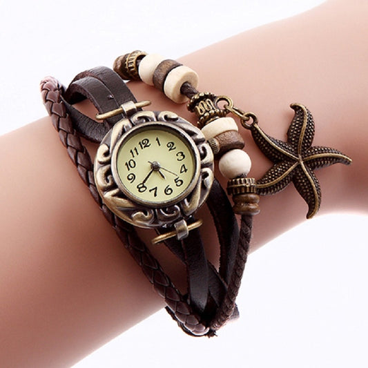 This fun stylish watch includes a weave wrist wrap made with genuine leather is bound to be the final piece to your beach outfit. A great quartz time piece with a lovely look.