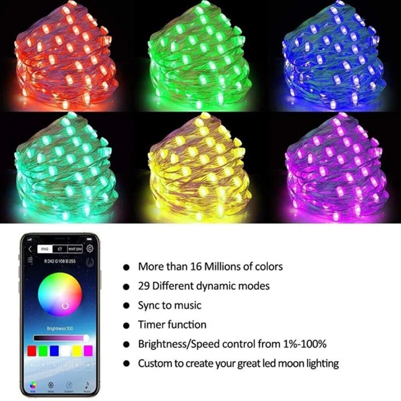 These beautiful LED string Christmas lights are perfect for all types of decorating, including for your Christmas Tree. These are super high quality with many great functions and features. Customize your features to create your great led mood lighting, have the perfect beat to the music, mix up the mode for your unique Christmas designing needs.