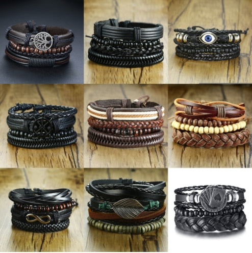 Braided Wrap Leather Bracelets