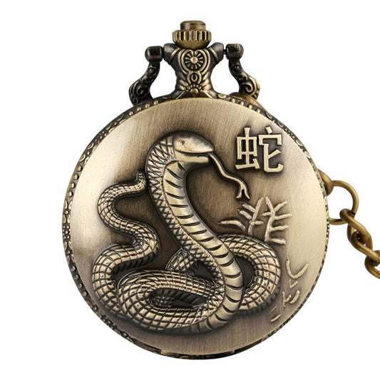 This unique bronze Chinese Zodiac Quartz Pocket Watch makes a fantastic gift for your father, brother, son for Christmas, birthday, anniversary, special occasion. This high quality pocket watch has a nice chain to keep it safe and has a fun steampunk style.