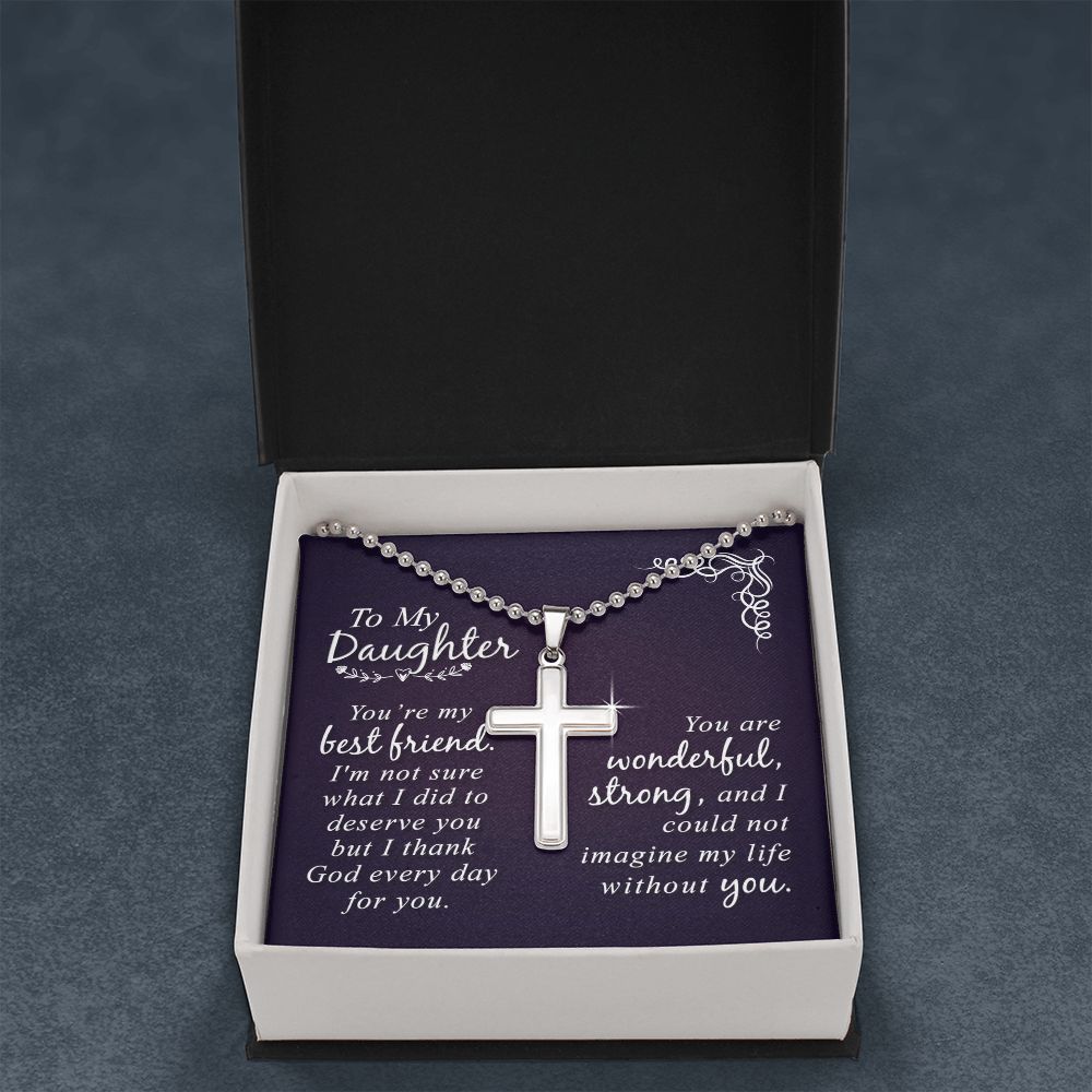 Wear your faith proudly with this stunning artisan-crafted Stainless Cross Necklace with Ball Chain. Perfect for special occasions or everyday wear, our Stainless Cross Necklace is a wonderful gift idea for you or your loved one. Imagine the look on their face when they open up this thoughtful gift!