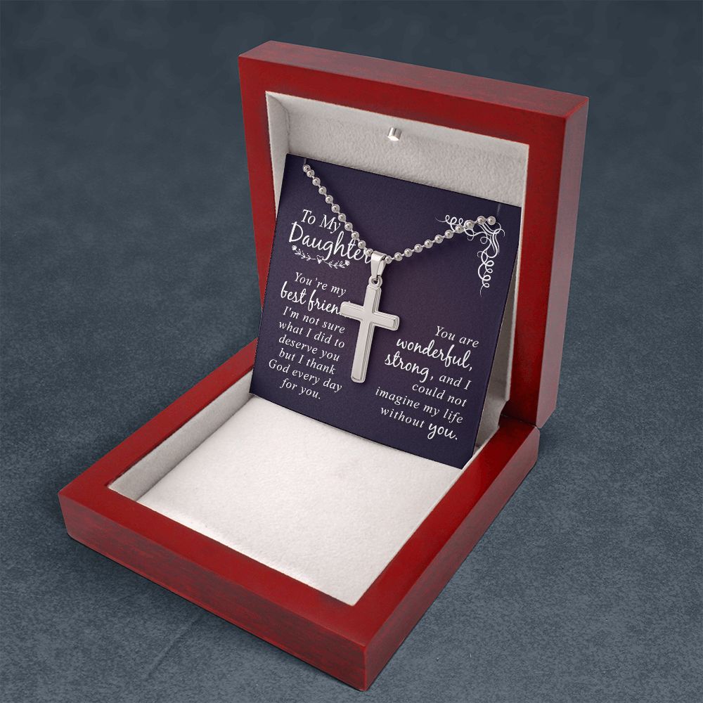 Wear your faith proudly with this stunning artisan-crafted Stainless Cross Necklace with Ball Chain. Perfect for special occasions or everyday wear, our Stainless Cross Necklace is a wonderful gift idea for you or your loved one. Imagine the look on their face when they open up this thoughtful gift!