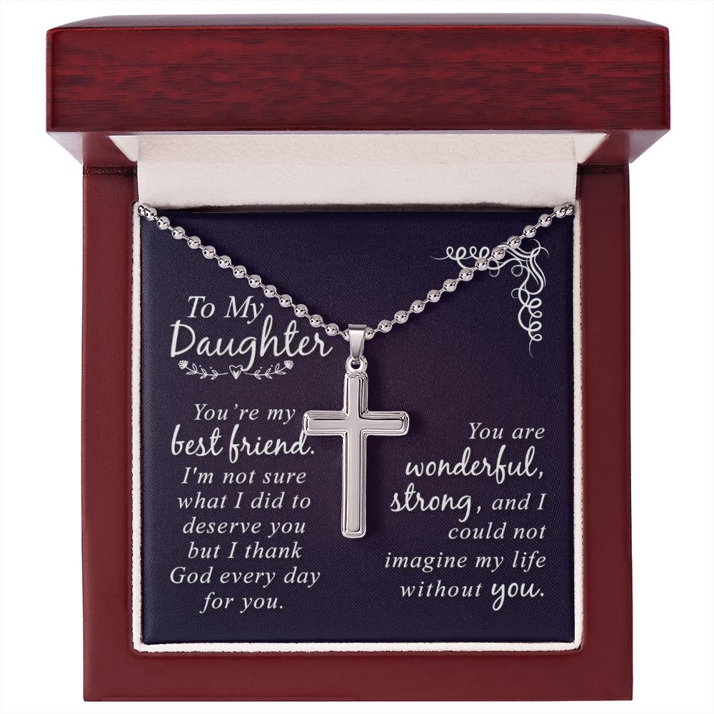 Wear your faith proudly with this stunning artisan-crafted Stainless Cross Necklace with Ball Chain. Perfect for special occasions or everyday wear, our Stainless Cross Necklace is a wonderful gift idea for you or your loved one. Imagine the look on their face when they open up this thoughtful gift!
