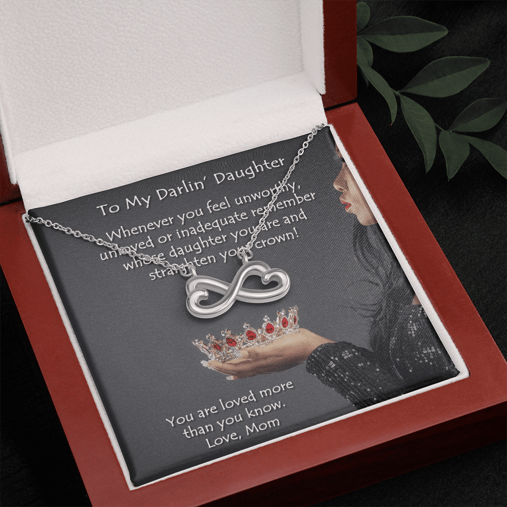 Celebrate your everlasting love and express your affection for your daughter with a look that says "I'll love you til the end of time." Artisan crafted in 14k White Gold finish or 18k Yellow Gold finish, this heart-shaped infinity symbol is hand polished to show off the magnificent shine.
