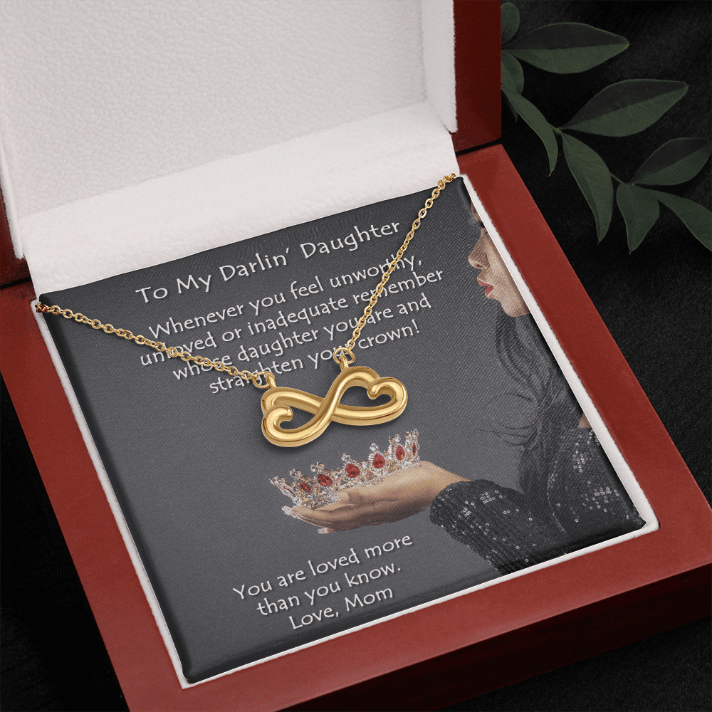 Celebrate your everlasting love and express your affection for your daughter with a look that says "I'll love you til the end of time." Artisan crafted in 14k White Gold finish or 18k Yellow Gold finish, this heart-shaped infinity symbol is hand polished to show off the magnificent shine.