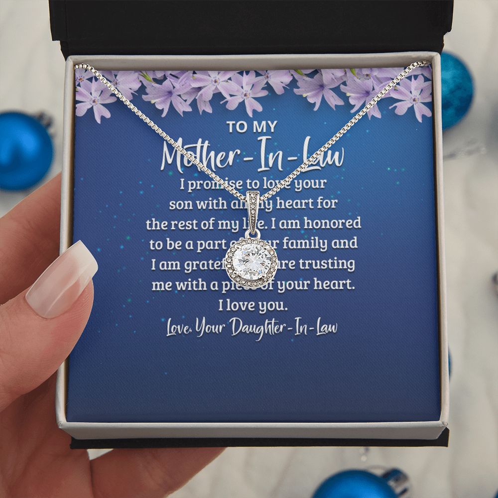 Surprise your Mother-In-Law one with a timeless and elegant gift. Our dazzling Eternal Hope Necklace features a cushion cut center cubic zirconia that will sparkle with every step. The center crystal is adorned with equally brilliant CZ crystals, ensuring a stunning look every wear. Wow her by gifting her an accessory that will pair with everything in her wardrobe!