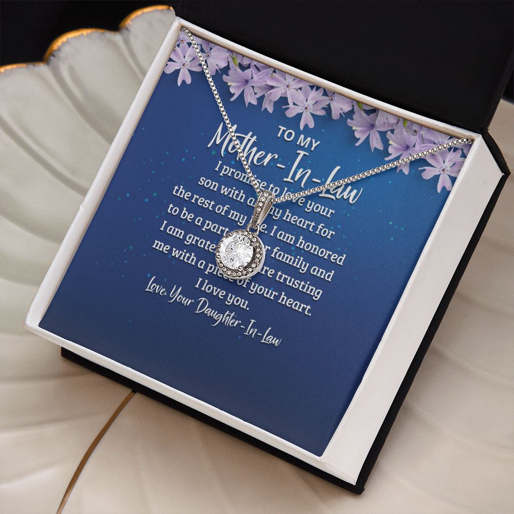 Surprise your Mother-In-Law one with a timeless and elegant gift. Our dazzling Eternal Hope Necklace features a cushion cut center cubic zirconia that will sparkle with every step. The center crystal is adorned with equally brilliant CZ crystals, ensuring a stunning look every wear. Wow her by gifting her an accessory that will pair with everything in her wardrobe!