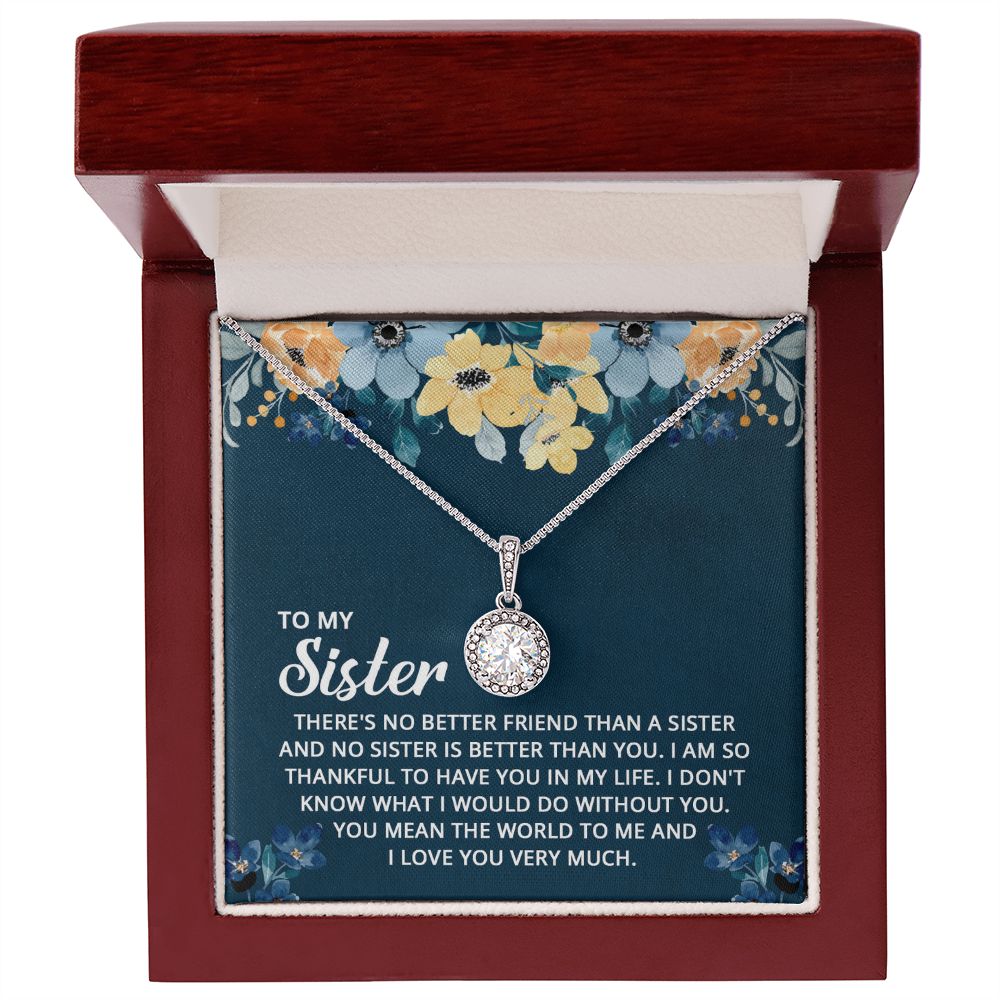 Surprise your loved one sister with a timeless and elegant gift. Our dazzling Eternal Hope Necklace features a cushion cut center cubic zirconia that will sparkle with every step. The center crystal is adorned with equally brilliant CZ crystals, ensuring a stunning look every wear. Wow her by gifting her an accessory that will pair with everything in her wardrobe!