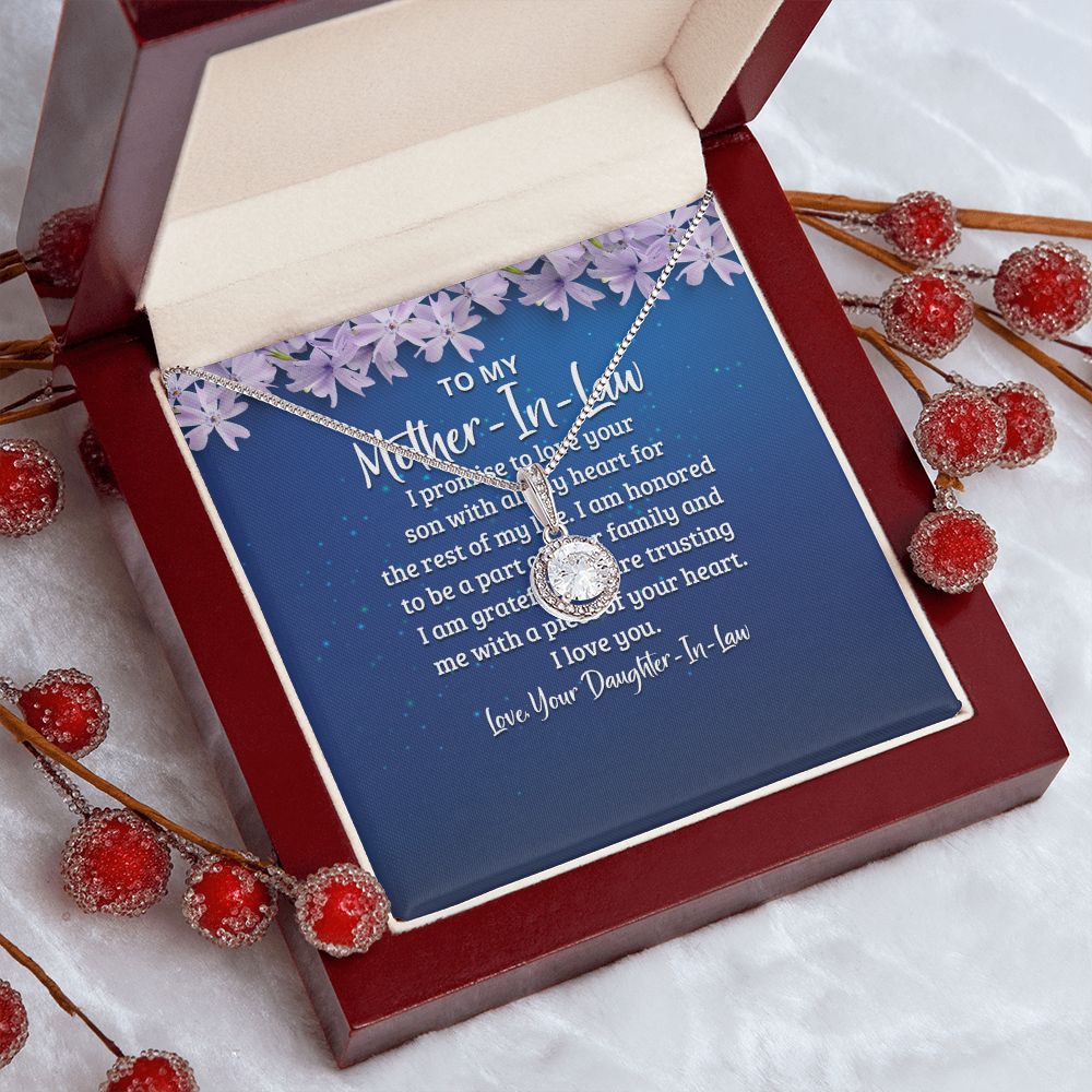 Surprise your Mother-In-Law one with a timeless and elegant gift. Our dazzling Eternal Hope Necklace features a cushion cut center cubic zirconia that will sparkle with every step. The center crystal is adorned with equally brilliant CZ crystals, ensuring a stunning look every wear. Wow her by gifting her an accessory that will pair with everything in her wardrobe!
