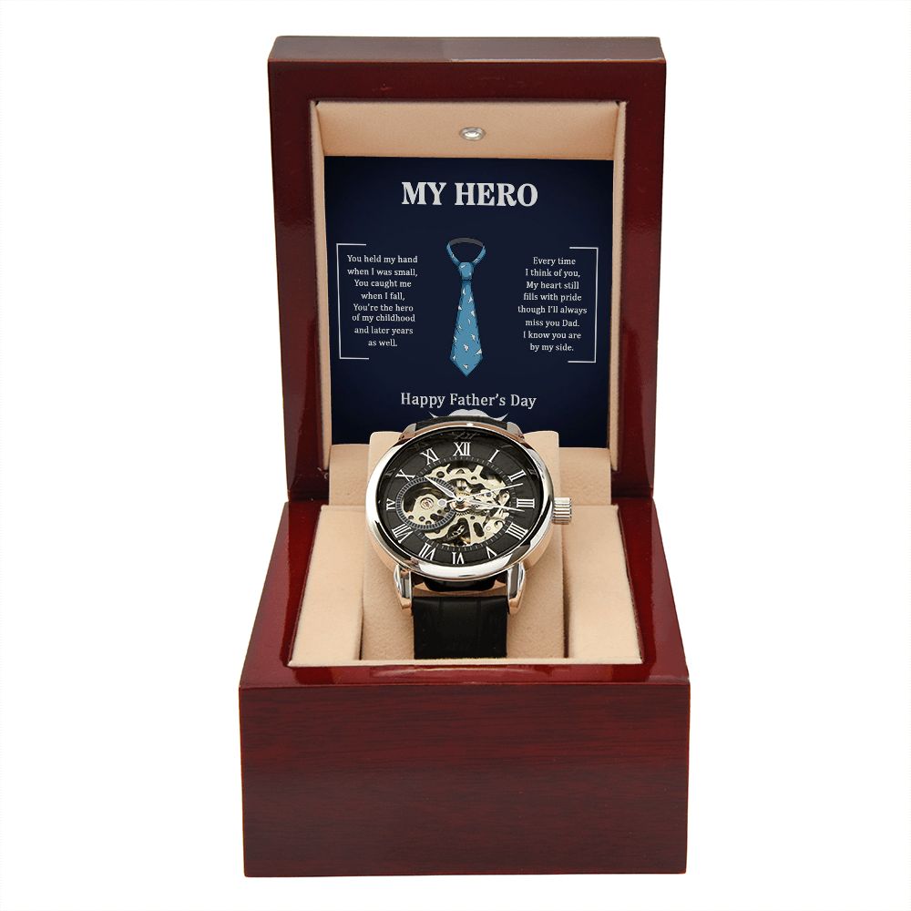 Give the gift of luxury with this handsome and daring timepiece. The Men's Openwork Watch is the perfect blend of classic design and modern styling, making it an essential accessory for your remarkable style.