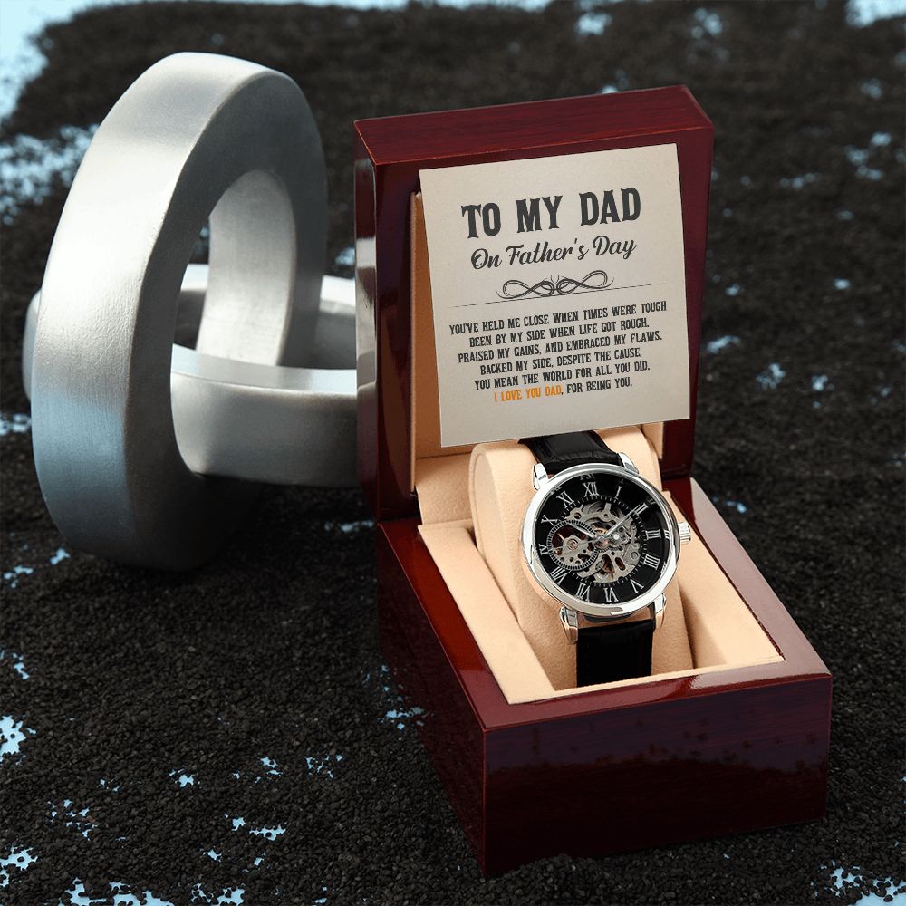 Give the gift of luxury with this handsome and daring timepiece. The Men's Openwork Watch is the perfect blend of classic design and modern styling, making it an essential accessory for your remarkable style.