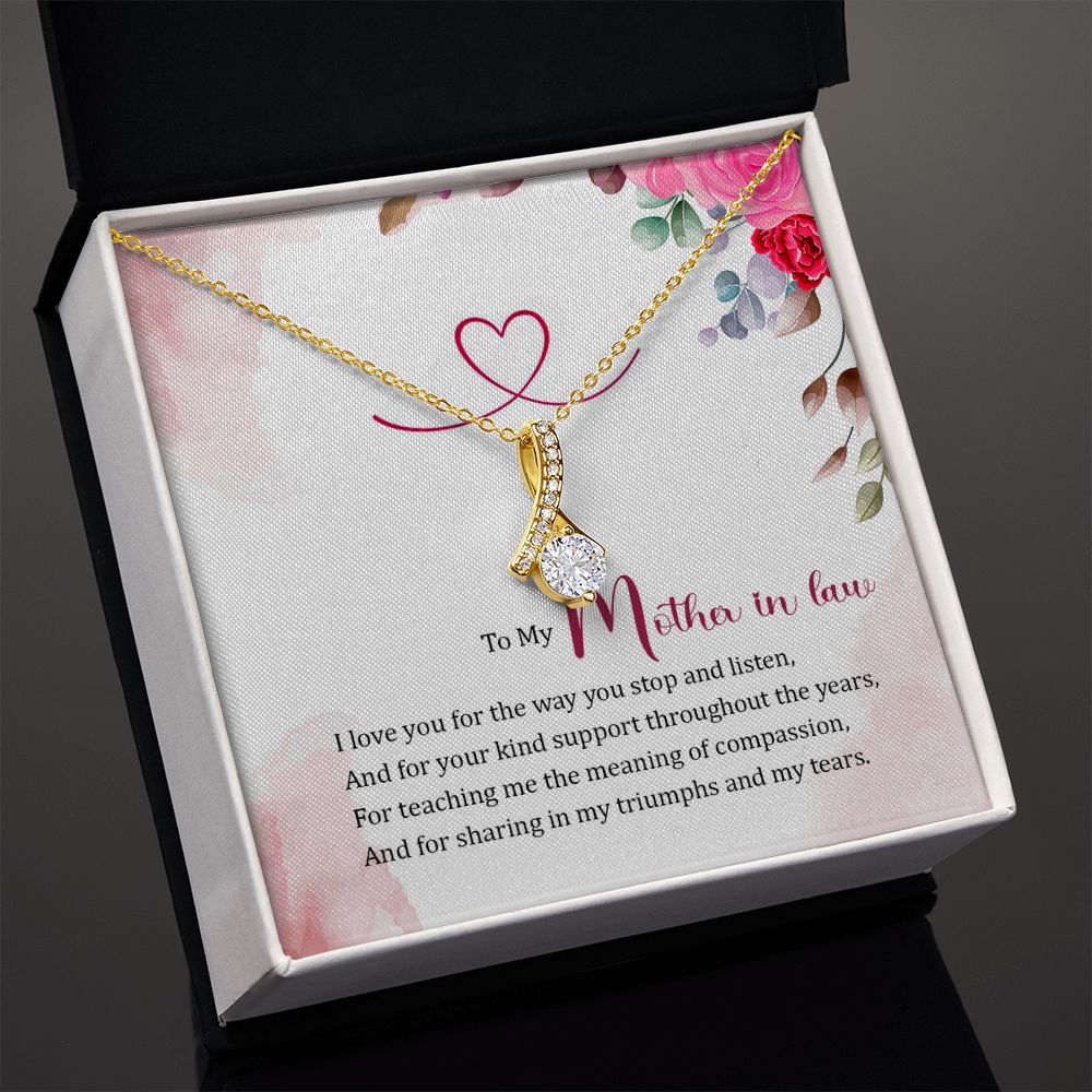 Imagine her reaction when she opens this stunning gift! The Alluring Beauty necklace features a petite ribbon shaped pendant that is sure to dazzle your special someone. Whether it's a birthday or anniversary, make sure to get her a gift she will love for years to come.