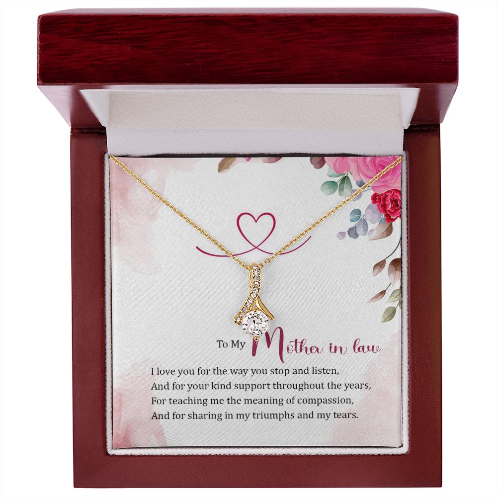 Imagine her reaction when she opens this stunning gift! The Alluring Beauty necklace features a petite ribbon shaped pendant that is sure to dazzle your special someone. Whether it's a birthday or anniversary, make sure to get her a gift she will love for years to come.