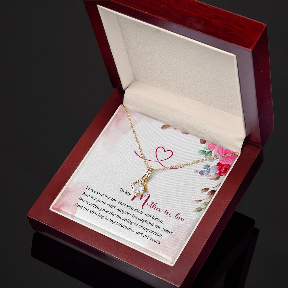 Imagine her reaction when she opens this stunning gift! The Alluring Beauty necklace features a petite ribbon shaped pendant that is sure to dazzle your special someone. Whether it's a birthday or anniversary, make sure to get her a gift she will love for years to come.