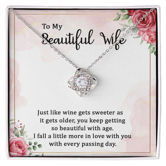 Imagine her reaction receiving this beautiful Love Knot Necklace. Representing an unbreakable bond between two souls, this piece features a beautiful pendant embellished with premium cubic zirconia crystals. Surprise your loved one with this gorgeous gift today!