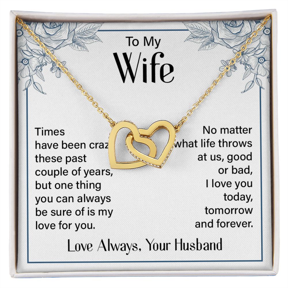 Give her the gift that symbolizes your never-ending love. Featuring two lovely hearts embellished with cubic zirconia crystals, this Interlocking Hearts necklace is the perfect accessory for everyday wear. Whether it's a memorable anniversary or a special birthday, make sure to dazzle your special someone by gifting them this stunning necklace.