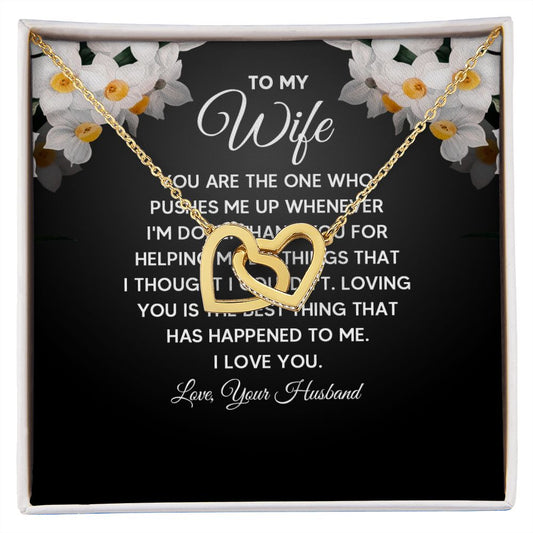 Give her the gift that symbolizes your never-ending love. Featuring two lovely hearts embellished with cubic zirconia crystals, this Interlocking Hearts necklace is the perfect accessory for everyday wear. Whether it's a memorable anniversary or a special birthday, make sure to dazzle your special someone by gifting them this stunning necklace.