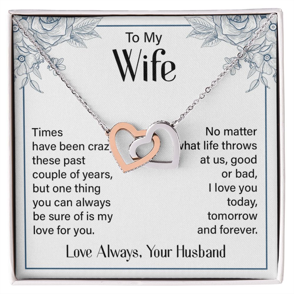 Give her the gift that symbolizes your never-ending love. Featuring two lovely hearts embellished with cubic zirconia crystals, this Interlocking Hearts necklace is the perfect accessory for everyday wear. Whether it's a memorable anniversary or a special birthday, make sure to dazzle your special someone by gifting them this stunning necklace.