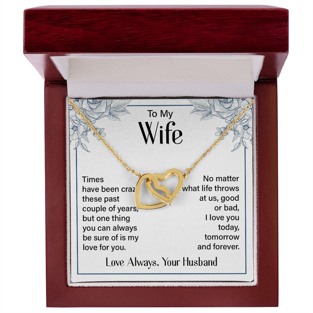 Give her the gift that symbolizes your never-ending love. Featuring two lovely hearts embellished with cubic zirconia crystals, this Interlocking Hearts necklace is the perfect accessory for everyday wear. Whether it's a memorable anniversary or a special birthday, make sure to dazzle your special someone by gifting them this stunning necklace.