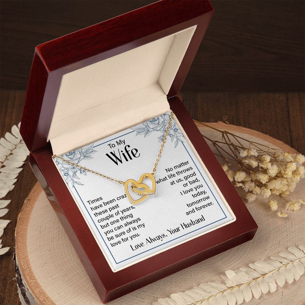 Give her the gift that symbolizes your never-ending love. Featuring two lovely hearts embellished with cubic zirconia crystals, this Interlocking Hearts necklace is the perfect accessory for everyday wear. Whether it's a memorable anniversary or a special birthday, make sure to dazzle your special someone by gifting them this stunning necklace.