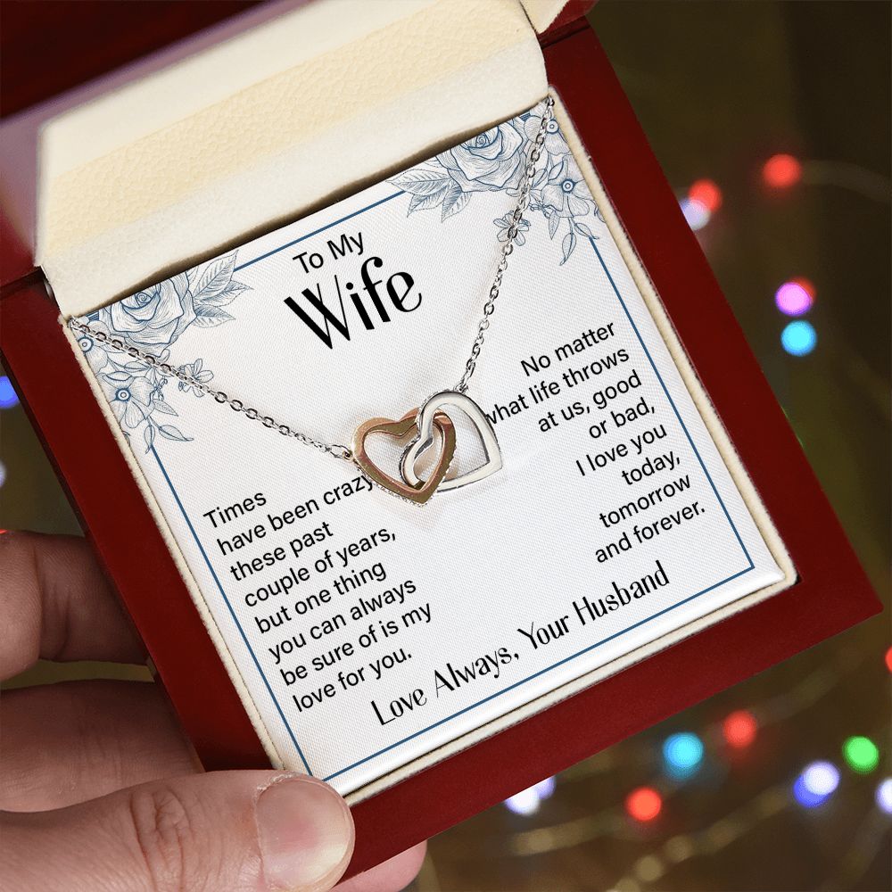 Give her the gift that symbolizes your never-ending love. Featuring two lovely hearts embellished with cubic zirconia crystals, this Interlocking Hearts necklace is the perfect accessory for everyday wear. Whether it's a memorable anniversary or a special birthday, make sure to dazzle your special someone by gifting them this stunning necklace.