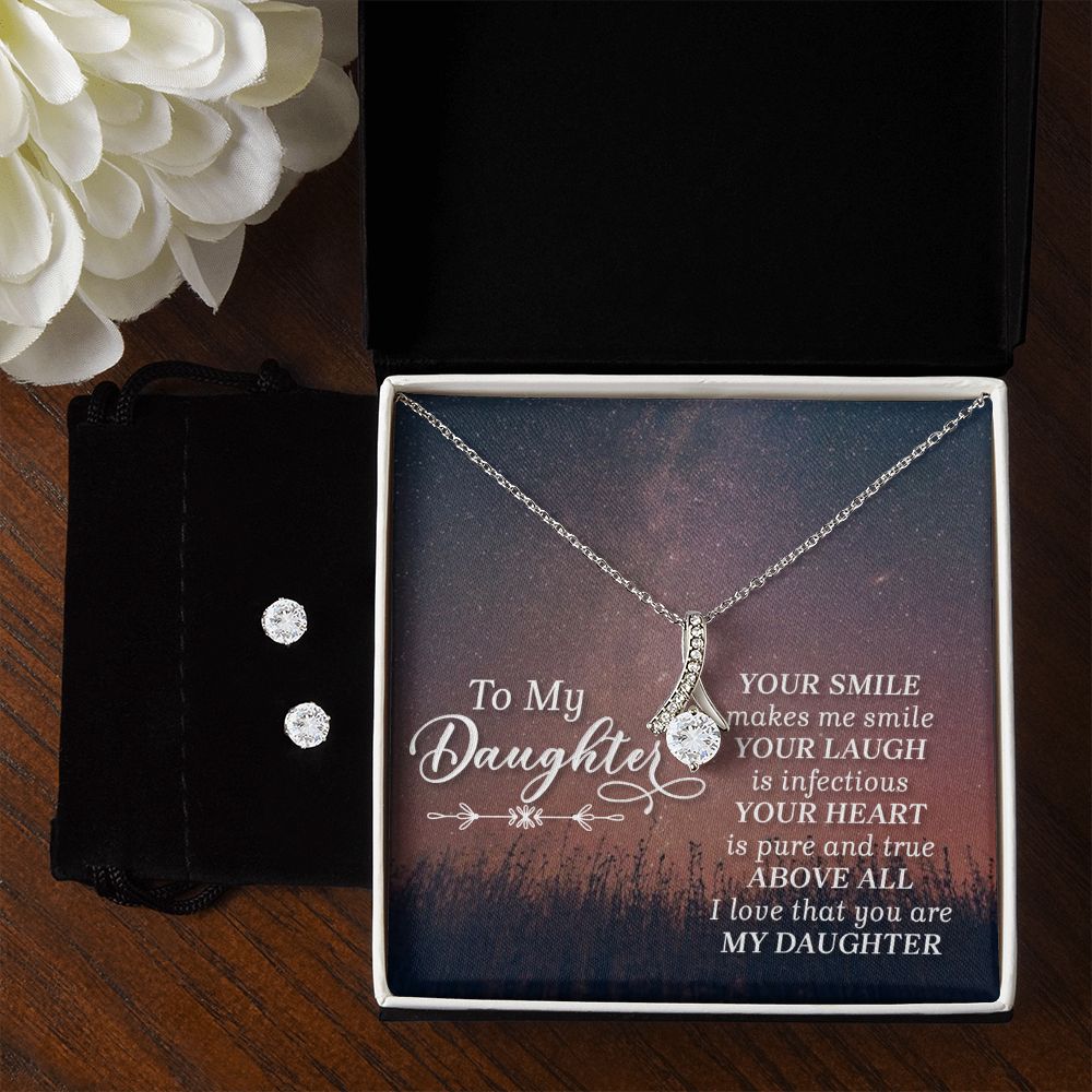 Imagine her reaction when your loved one opens this stunning gift! The Alluring Beauty Necklace and Cubic Zirconia Earring Set is a sweet treat that is sure to dazzle your special someone! The necklace and earring pairing provides loads of sparkle when worn together or separately, and is perfect for any occasion! Do not miss out on this special offering!