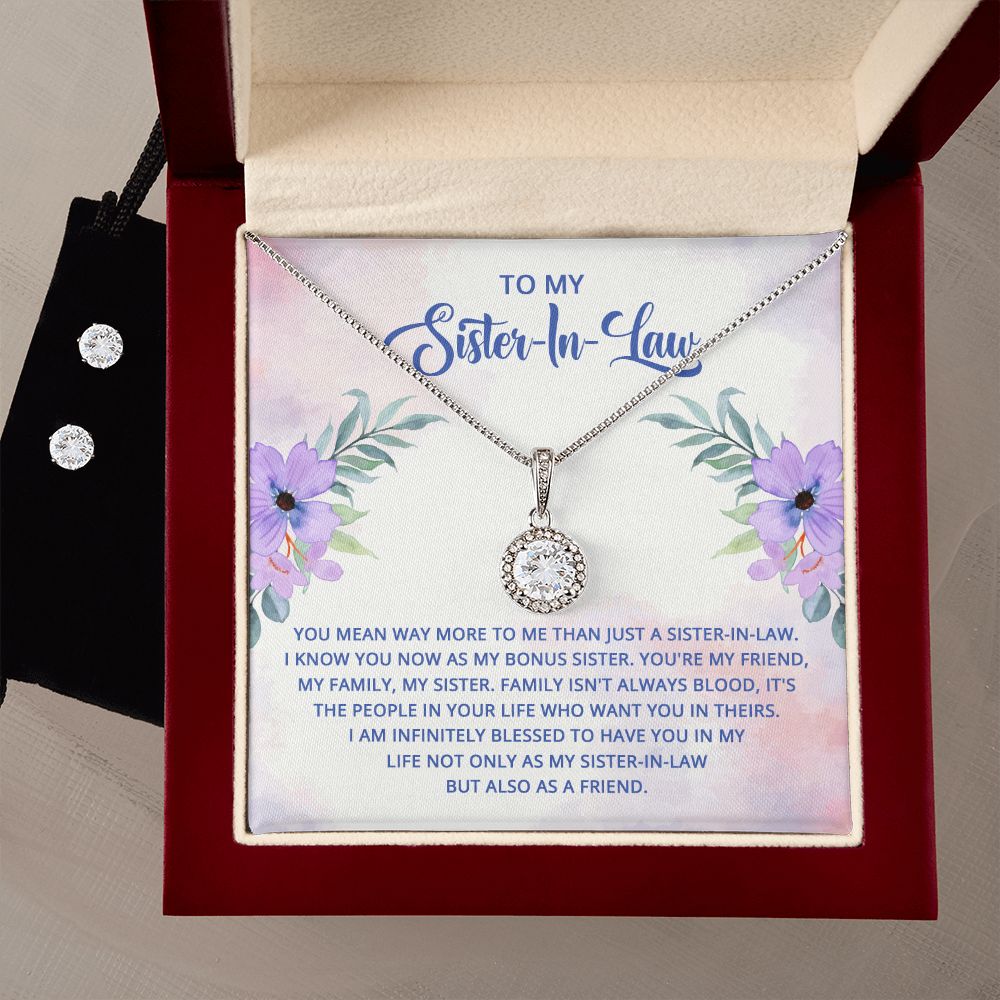 Surprise your sister-in-law with a stunning gift that will make her heart swell! Our dazzling Eternal Hope Necklace and Cubic Zirconia Earring Set is an eye catching pair that can be worn together or separately, adding sparkle and elegance to any occasion! Don't miss out on this spectacular offering!