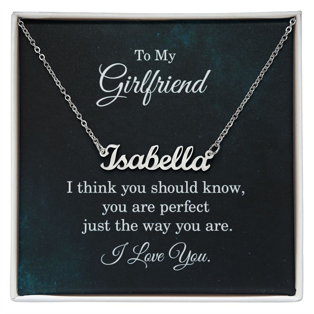 This stylish necklace features a cursive name design suspended on an 16”-18” adjustable cable chain, making it both personal and beautiful! Your necklace will be custom made upon ordering in the name or word of your choice, with up to 10 characters. It's a gift that they will surely want to keep close to their heart forever!