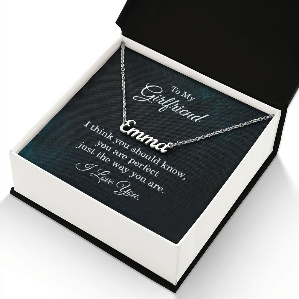 This stylish necklace features a cursive name design suspended on an 16”-18” adjustable cable chain, making it both personal and beautiful! Your necklace will be custom made upon ordering in the name or word of your choice, with up to 10 characters. It's a gift that they will surely want to keep close to their heart forever!