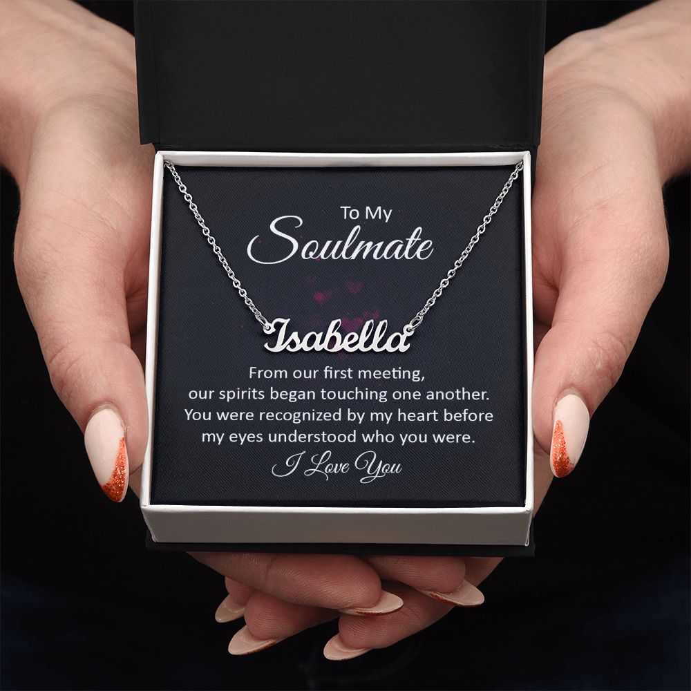 This stylish necklace features a cursive name design suspended on an 16”-18” adjustable cable chain, making it both personal and beautiful! Your necklace will be custom made upon ordering in the name or word of your choice, with up to 10 characters. It's a gift that they will surely want to keep close to their heart forever!