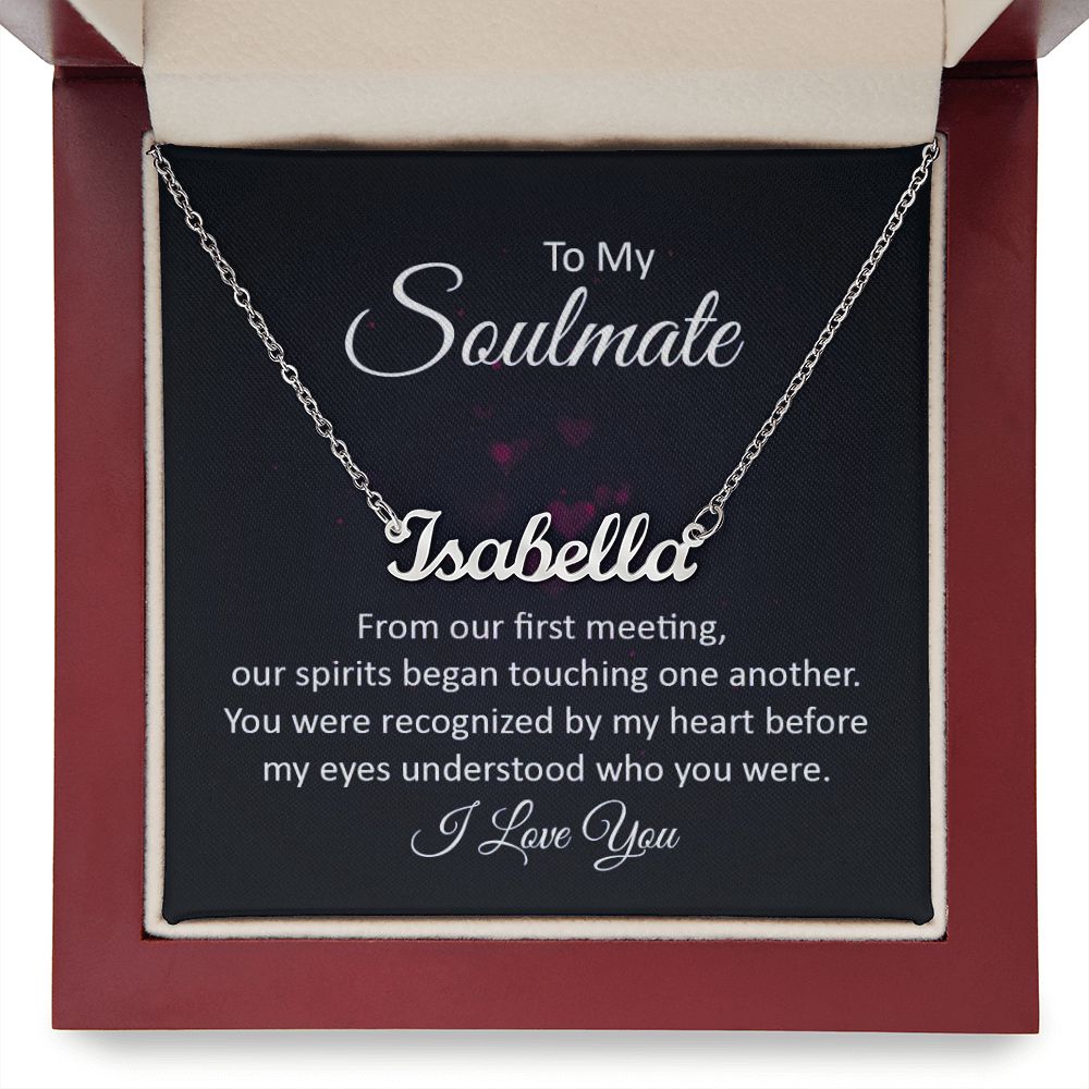 This stylish necklace features a cursive name design suspended on an 16”-18” adjustable cable chain, making it both personal and beautiful! Your necklace will be custom made upon ordering in the name or word of your choice, with up to 10 characters. It's a gift that they will surely want to keep close to their heart forever!