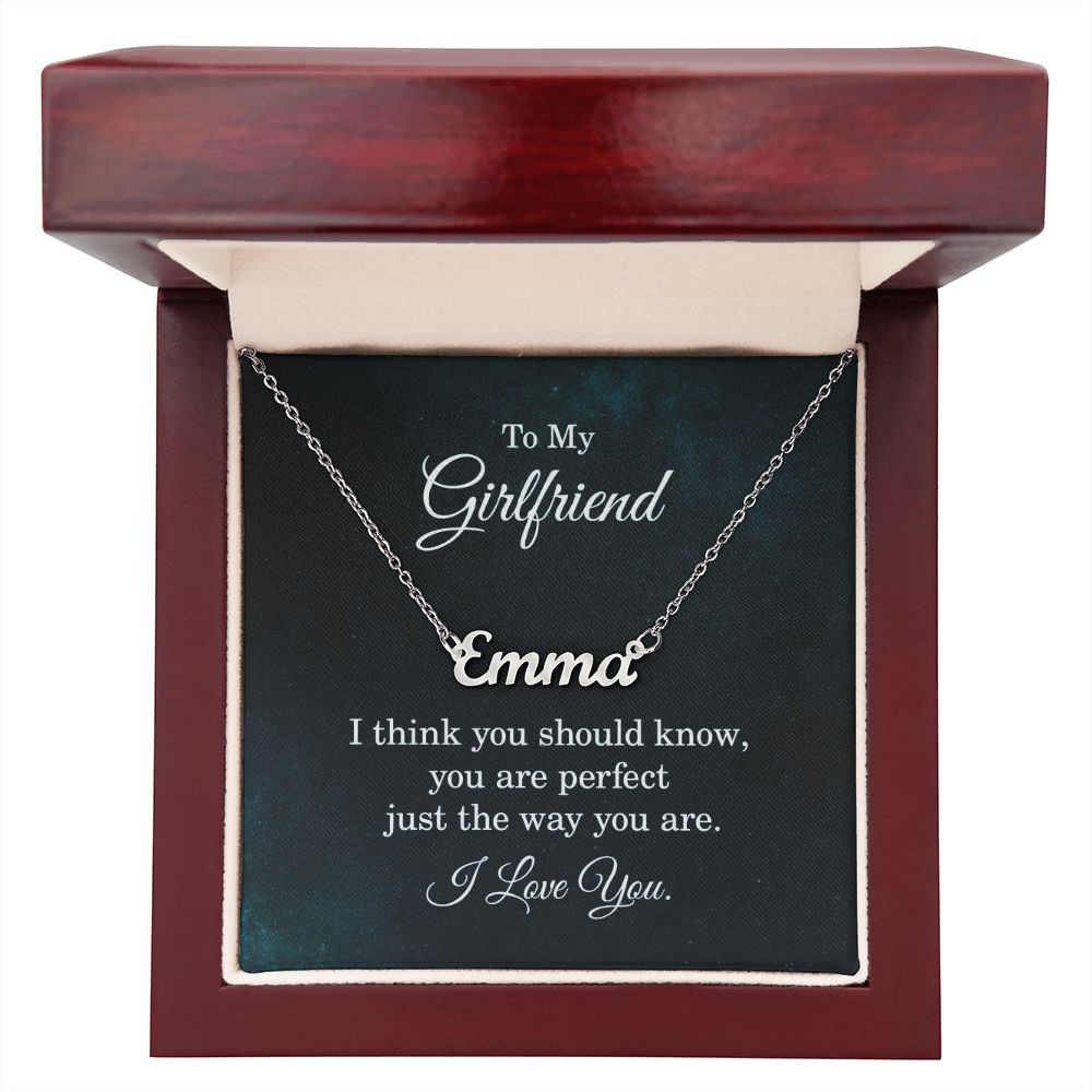 This stylish necklace features a cursive name design suspended on an 16”-18” adjustable cable chain, making it both personal and beautiful! Your necklace will be custom made upon ordering in the name or word of your choice, with up to 10 characters. It's a gift that they will surely want to keep close to their heart forever!