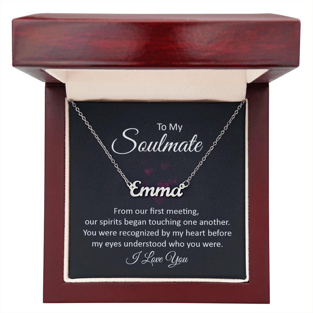This stylish necklace features a cursive name design suspended on an 16”-18” adjustable cable chain, making it both personal and beautiful! Your necklace will be custom made upon ordering in the name or word of your choice, with up to 10 characters. It's a gift that they will surely want to keep close to their heart forever!