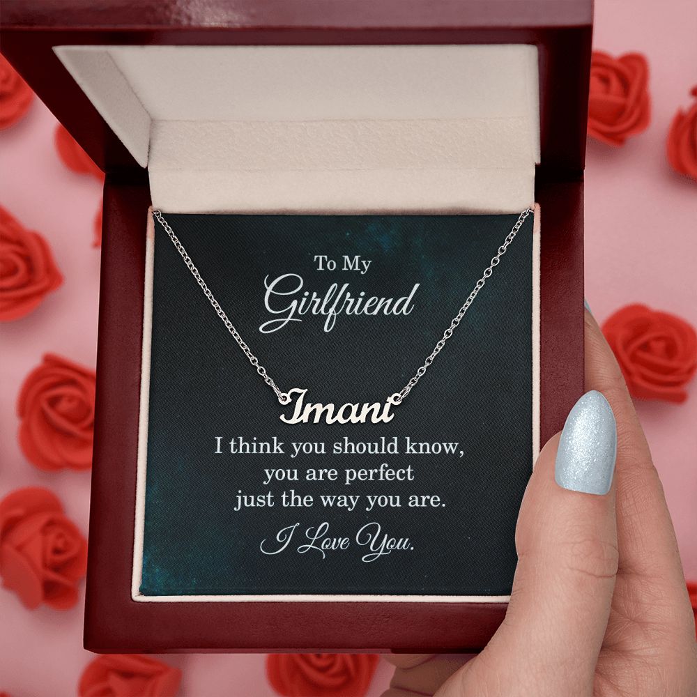This stylish necklace features a cursive name design suspended on an 16”-18” adjustable cable chain, making it both personal and beautiful! Your necklace will be custom made upon ordering in the name or word of your choice, with up to 10 characters. It's a gift that they will surely want to keep close to their heart forever!