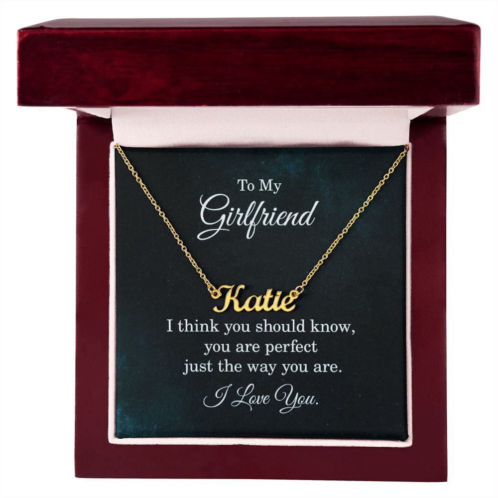 This stylish necklace features a cursive name design suspended on an 16”-18” adjustable cable chain, making it both personal and beautiful! Your necklace will be custom made upon ordering in the name or word of your choice, with up to 10 characters. It's a gift that they will surely want to keep close to their heart forever!