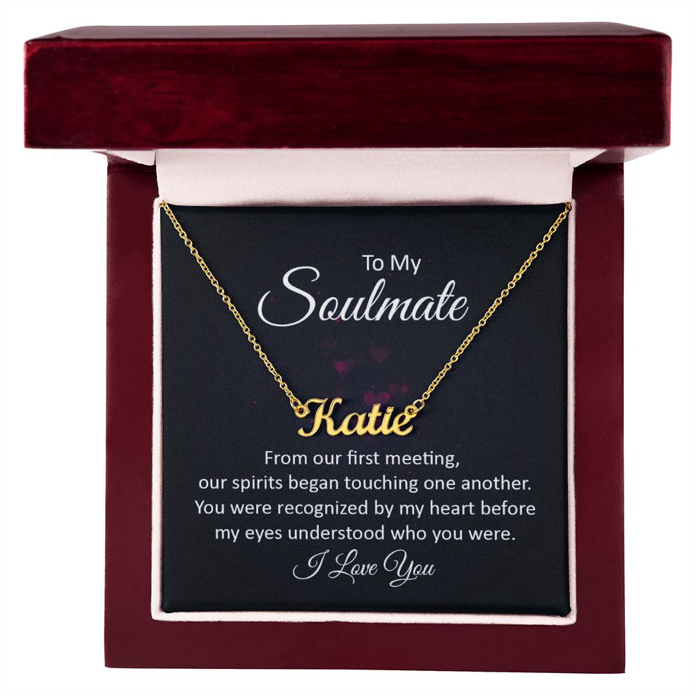 This stylish necklace features a cursive name design suspended on an 16”-18” adjustable cable chain, making it both personal and beautiful! Your necklace will be custom made upon ordering in the name or word of your choice, with up to 10 characters. It's a gift that they will surely want to keep close to their heart forever!