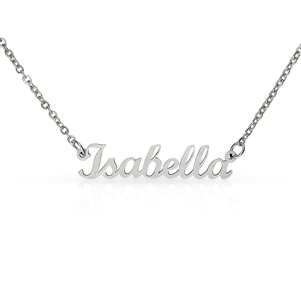 This custom name carved necklace is made with high quality materials and would make a great Valentine's Day gift, Birthday Gift, Christmas Gift or gift for any special occasion.  If the Kardashian's wear them, so can you! Be part of the trending hip crowd with your own name perfectly carved on a lovely necklace.