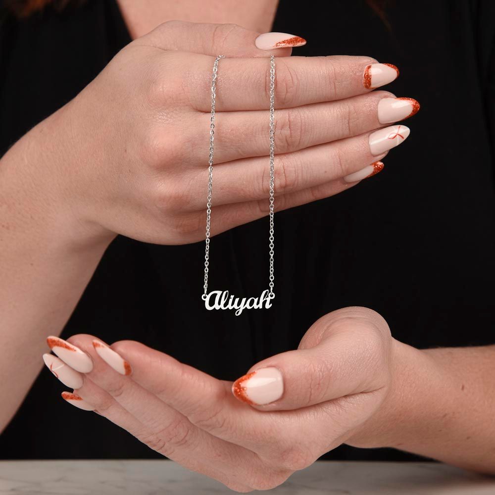 This custom name carved necklace is made with high quality materials and would make a great Valentine's Day gift, Birthday Gift, Christmas Gift or gift for any special occasion.  If the Kardashian's wear them, so can you! Be part of the trending hip crowd with your own name perfectly carved on a lovely necklace.