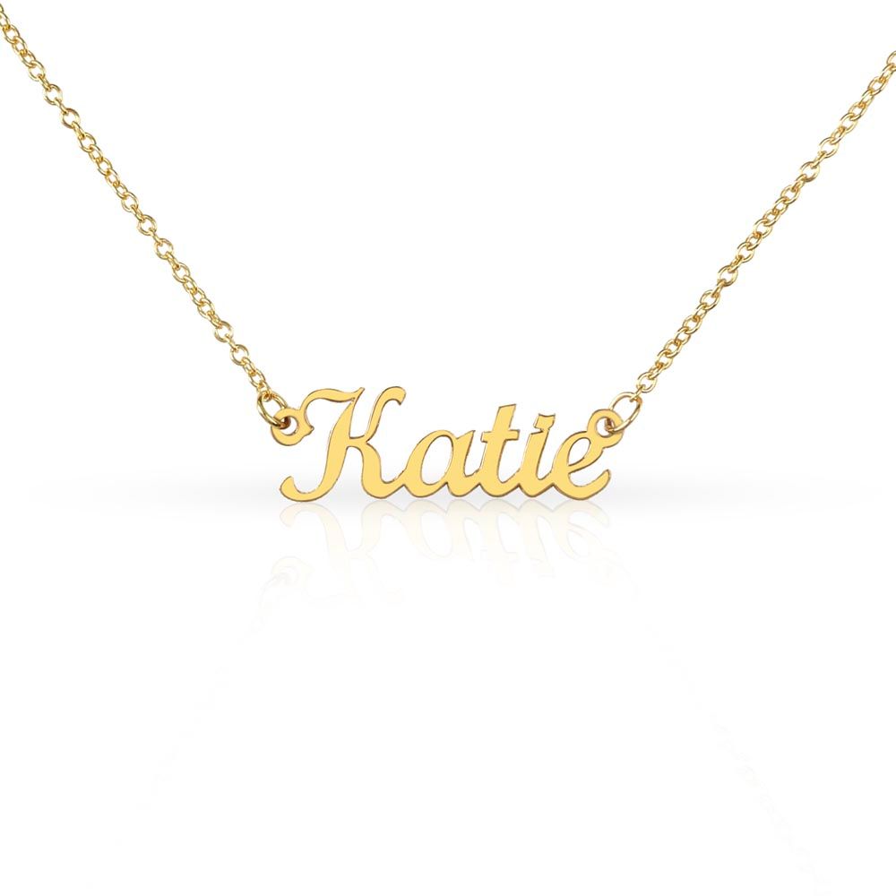 This custom name carved necklace is made with high quality materials and would make a great Valentine's Day gift, Birthday Gift, Christmas Gift or gift for any special occasion.  If the Kardashian's wear them, so can you! Be part of the trending hip crowd with your own name perfectly carved on a lovely necklace.